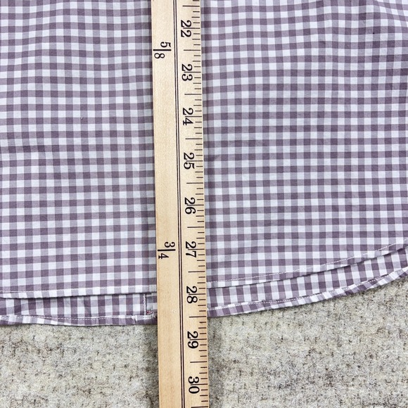 Untuckit Shirt Men Large Gray White Button Up Gingham Check Dress Casual Poplin - Picture 6 of 9